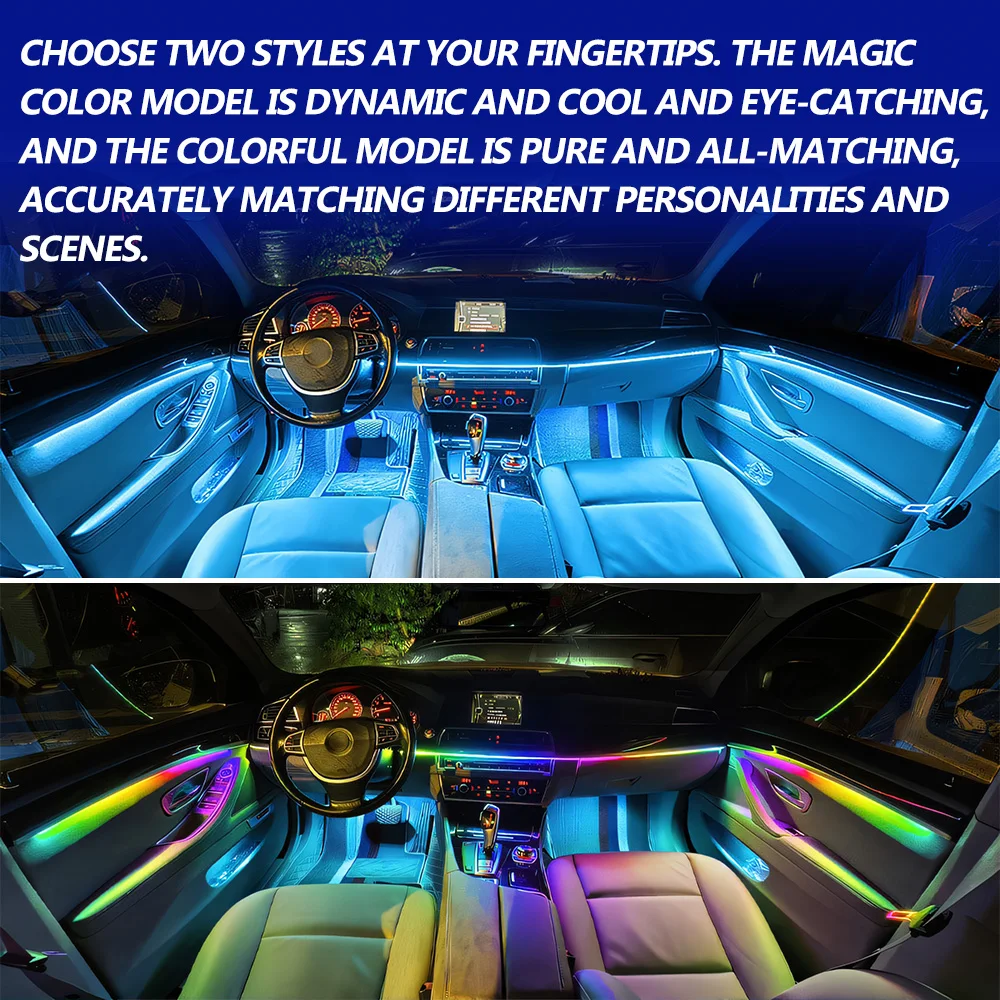 Automobile LED Neon Light Universal Version Hide Phantom Color APP Control Vehicle Mounted LED Light 18in1 Automobile Supplies