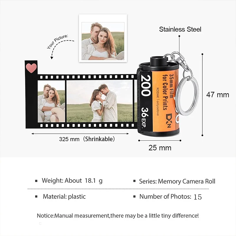 Personalized Film Roll Keychain Custom Photo Keychain Camera Memory Keychain Custom Gift Birthday for Lover Dad Mom Kids Friend