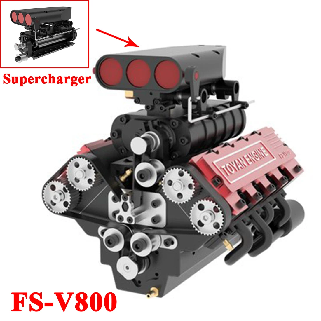 

Турбокомпрессор TOYAN FS V800, механический нагнетатель для 4-тактных метанольных двигателей, модифицированный нагнетатель для моделей двигателей