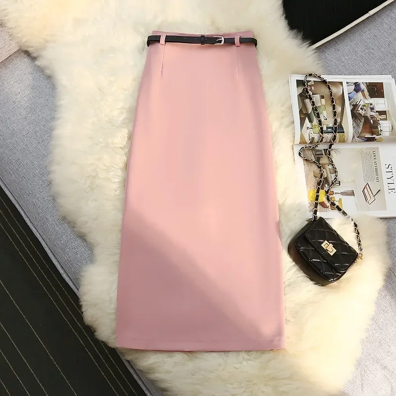 2025 Skirt Women Spring and Autumn High Waisted New A-line Hugging One-step Skirt Female OL Professional