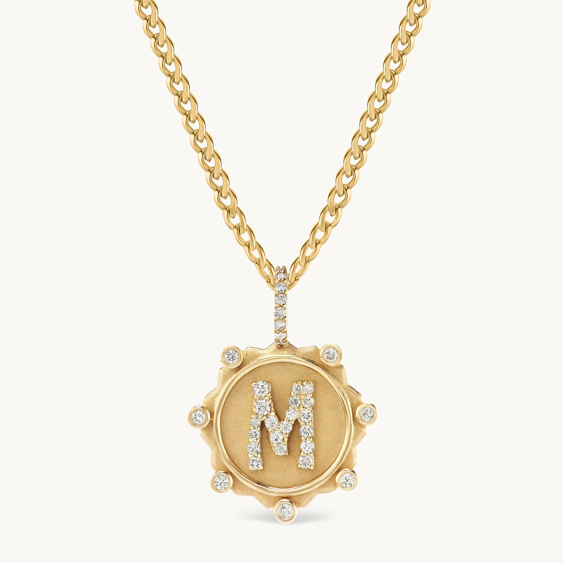 

Alphabet Coin Pavé Necklace Custom 3D Initial Necklace Initial Charms 18K Gold Plated Pendant Valentine's Day Gifts for Her