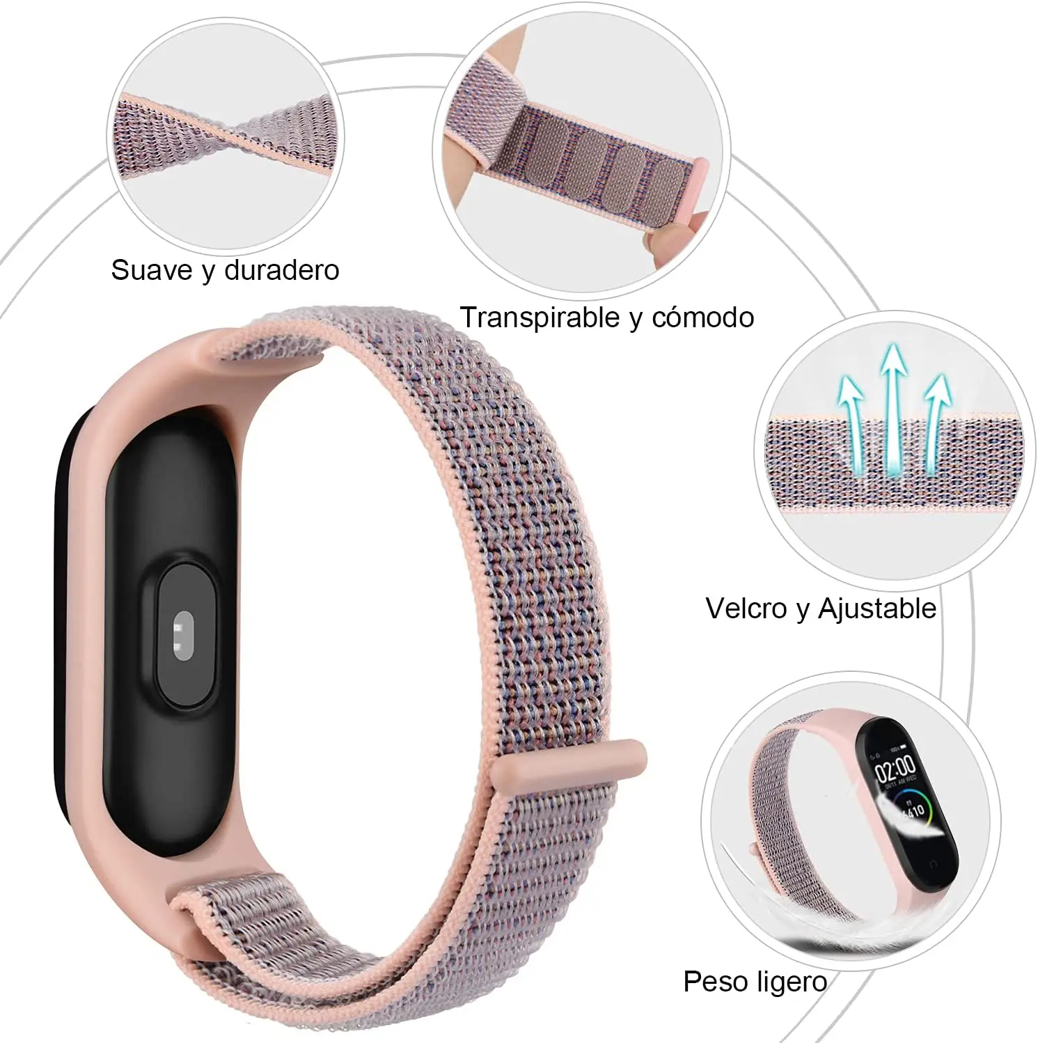 สายไนลอน + สําหรับMi Band 7 6 Sport Loop Smartwatchเข็มขัดถักPulsera Correa Mibandสายรัดข้อมือXiaomi Mi Band 543 สร้อยข้อมือ