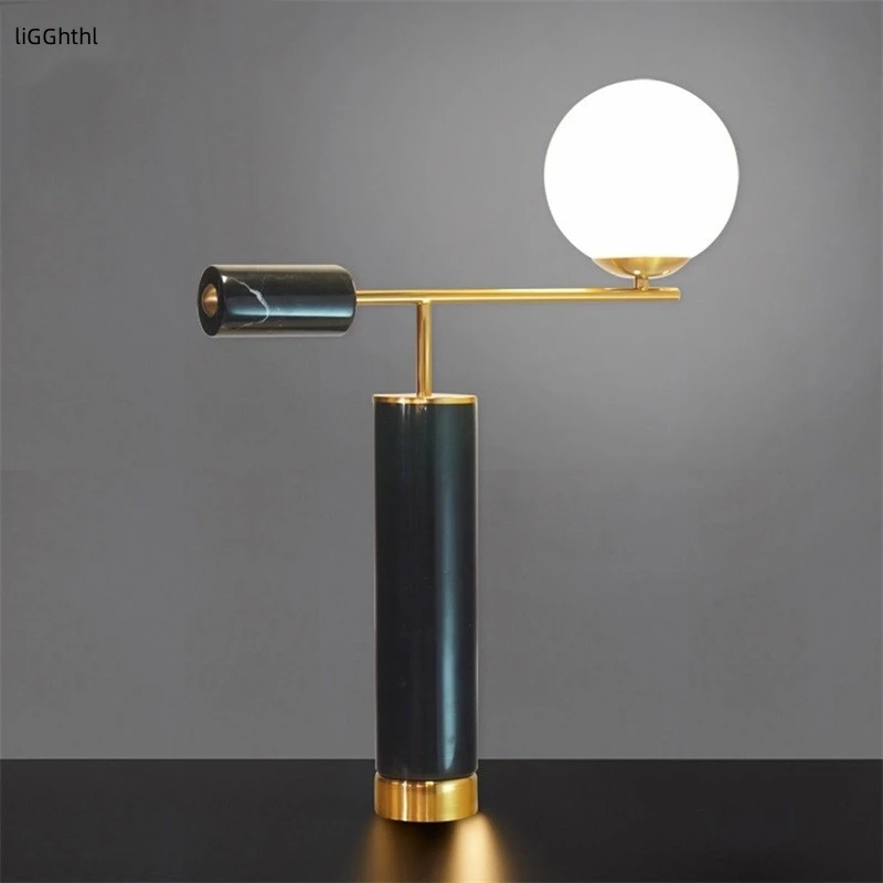 

Modern Bedroom Table Light Creative Design G4 Marble Desk Lamp Home LED Decorative For Foyer Living Room Bedroom Hotel