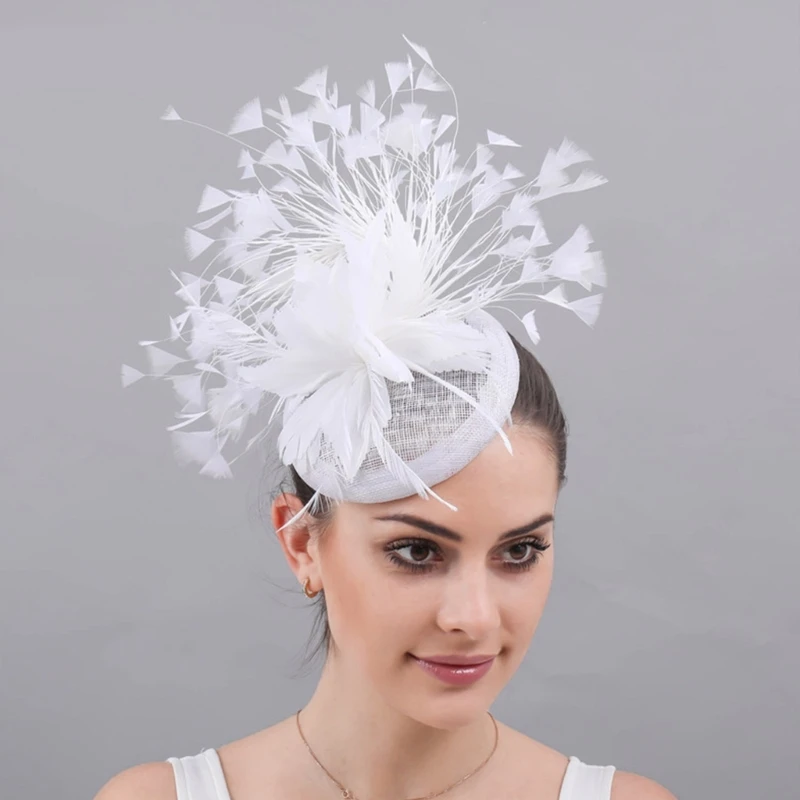 หมวก Fascinator ปาร์ตี้พร้อมกิ๊บอุปกรณ์ประกอบฉากหมวกดอกไม้ขนนกที่พูดเกินจริง