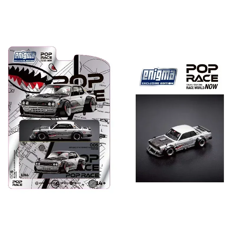 

Enigma x PopRace 1:64 Skyline GT-R Hakosuka V8 Drift Silver Shark Blister Литая под давлением модель автомобиля