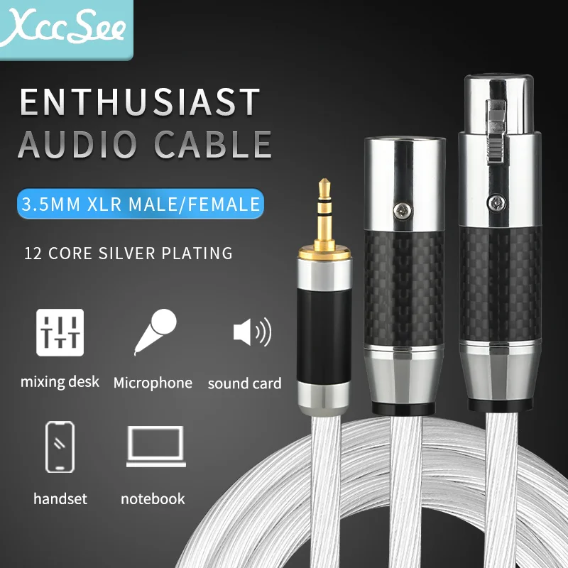 

Hifi Stereo Mini Xlr to 3.5mm Cable 3 pin Xlr Cables Audio Cable For iPhone Mixer Amplifier Mixing Console Microphone 1.5m 3m 5m