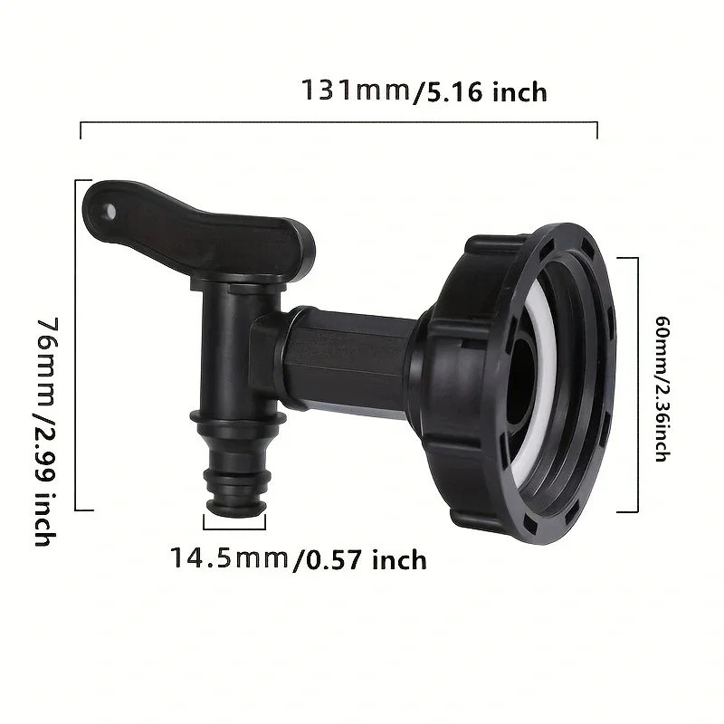 Buiten IBC Kraan Ton Vat Klep S60 Center Transfer Cover Turn Zwart Fopspeen Kraan tuin accessoires DN15 DN20 DN25