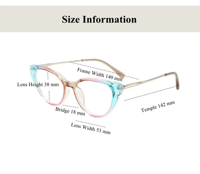 Chashma Fashion Cat Eye Eyeglasses Acetate Quality Optical Frame Transparent Lens Designer TR 90 Light Glasses Women