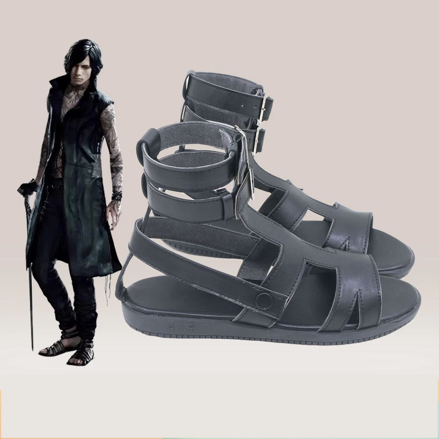 V コスプレ靴ハロウィンカーニバルブーツ PU レザー靴コスプレ小道具アニメアクセサリーカスタムメイド