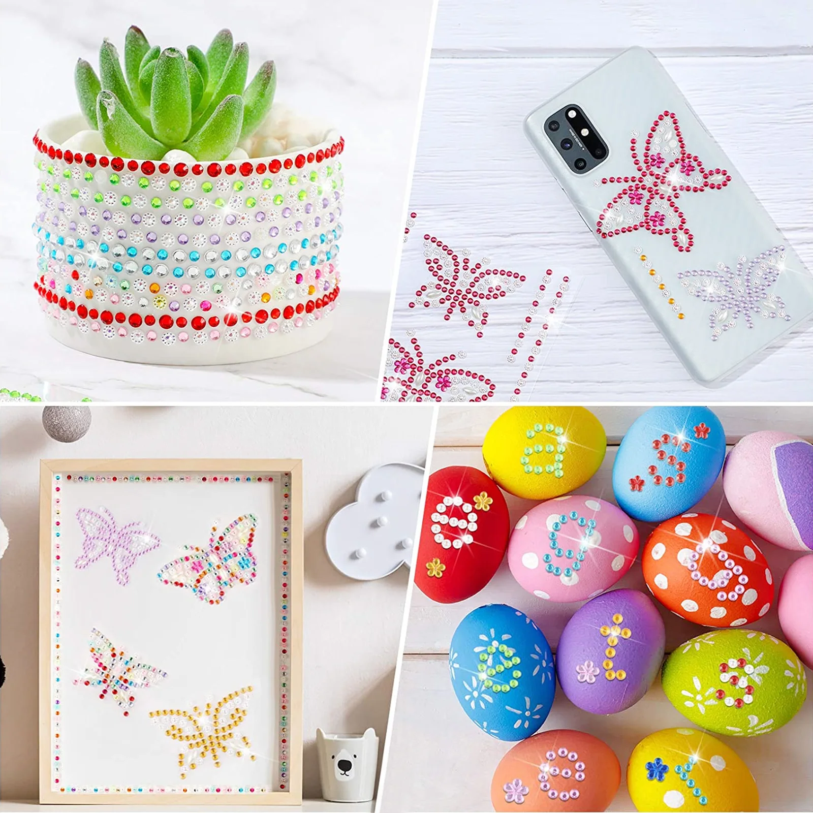 

8 set Diamond Stickers Bright Butterflies Design Strong Adhesive For Diy Phone Laptop Cup Decoration Acrylic Stickers