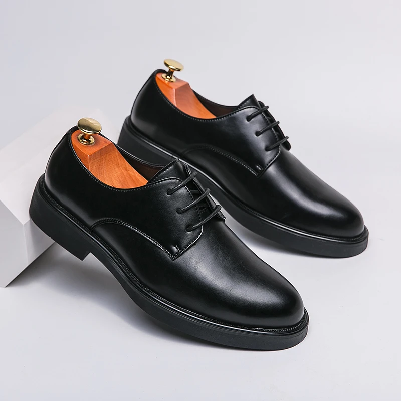 Luxury Derby Dress Leather Men Shoes Lace-up Office Social Shoes Male Party Weeding Shoes Men Spring/Autumn Formal Shoes For Men