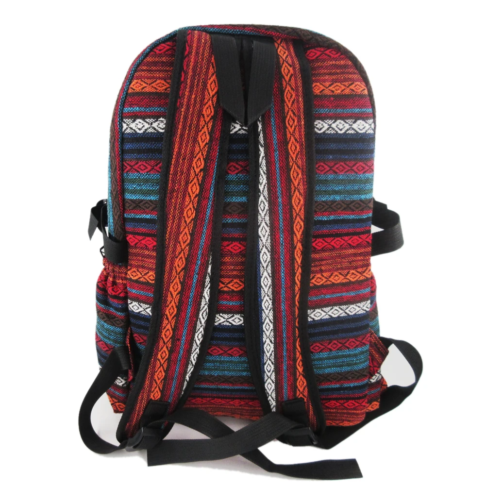 Tribal Vintage Hippie Colorful Travel Backpack Bag For Women Embroidery Pom Charm Hmong Ethnic Bohemian Boho Rucksack SYS-601