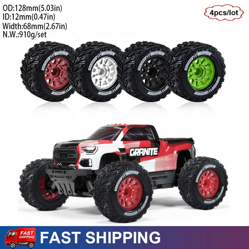 4 piezas de neumáticos y ruedas grandes de alta adherencia para camión monstruo RC de 2.8" para piezas de mejora 1/10 Traxxas Tamiya HPI Kyosho Arrma MJX