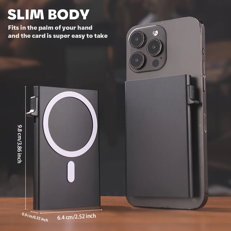 RFID Blocking Magnetic Suction Card Holder Men Women Fashion Mobile Phone Card Box Pop-Up Multifunction Alloy Card Clip Wallets