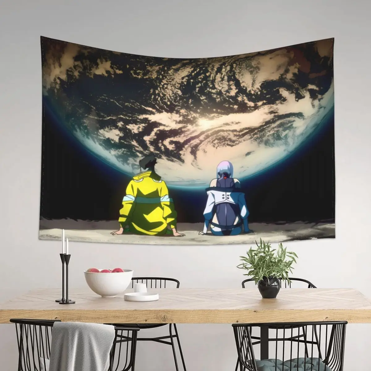 

Cyberpunk EdgeRunners Moon Lucy David Tapestry Kawaii Room Decor Wall Mural Room Decorator Tapestry