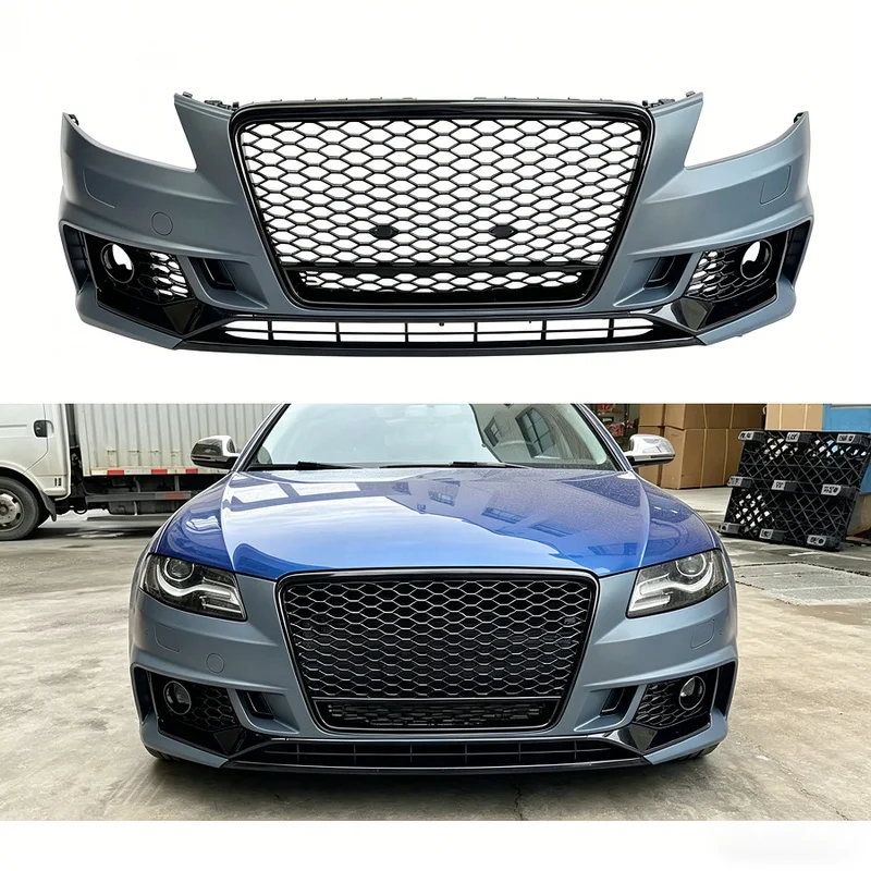 Factory Car A4 S4 B8 Front Bumper Facelift RS4 B9 B8 Style Body Kits with Grille A4 S4 B8 2008 2009 2010 2011 2012
