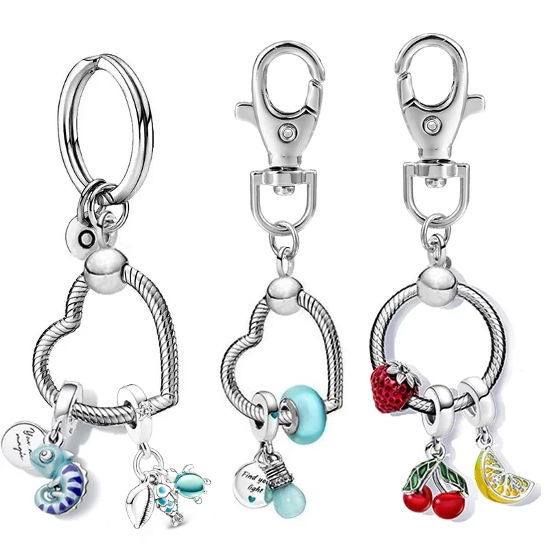 Seialoy Metal Blank Keyring Keychain Split Rings Keyfob Charm Key Rings Lobster Clasp Key Round & Heart Pendant Beaded Keychains