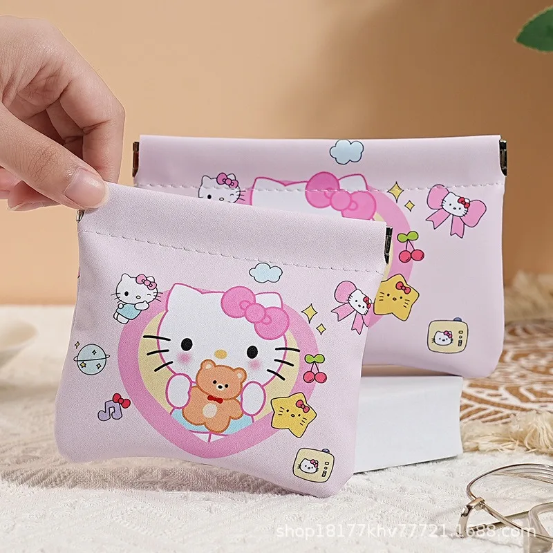 

Cute Hello Kitty Bullet Automatic Closing Data Cable Storage Bag Wired Earphones Portable Mini Women Accessories Wholesele