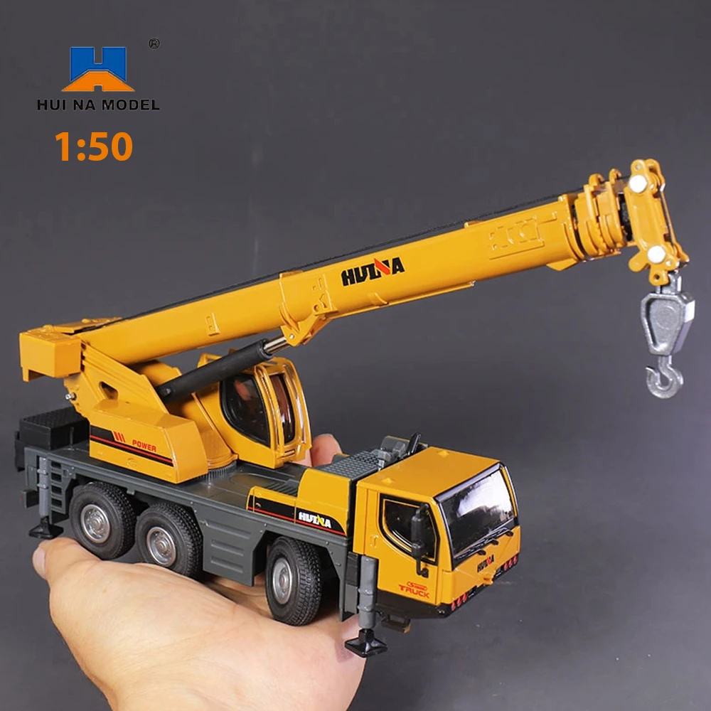 Huina 1702 1:50 Scale Alloy Model Truck-Mounted Crane Model Simulation Construction Engineering Vehicle Crane Children\'s Toy Car