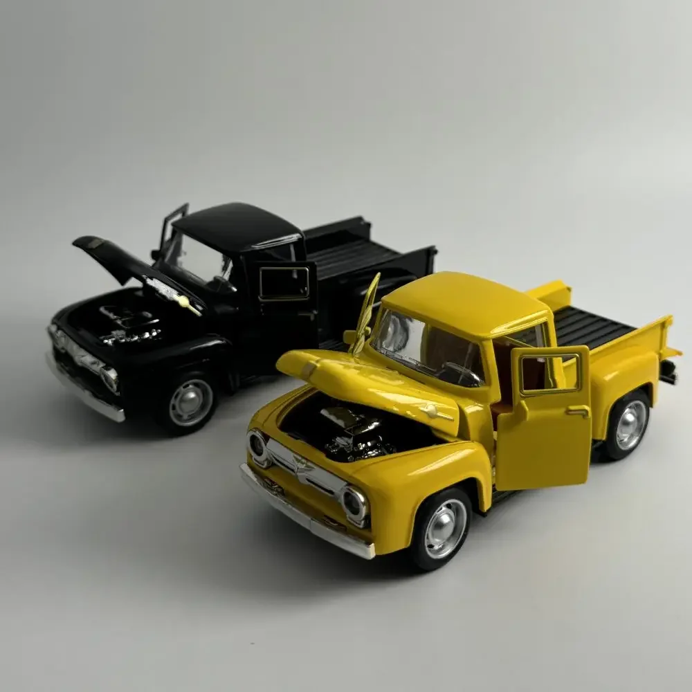 Modelo de camión de Metal rojo, Mini colección de coches fundidos a presión de aleación Vintage, decoración para niños, juguetes de Navidad de Año Nuevo, regalo