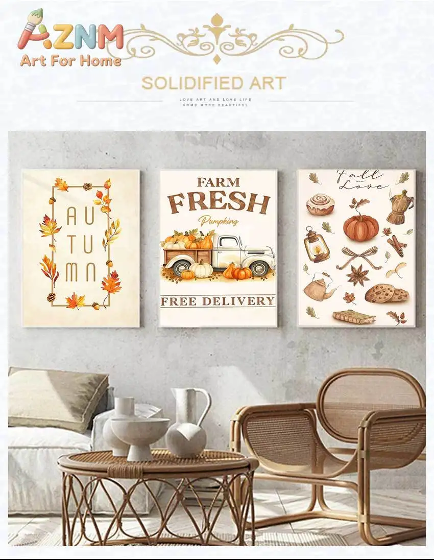 Warm Autumn Coffee Latte Print, Fall Pumpkin Spice Art Poster, Halloween Home & Office Decor Gift