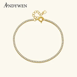 ANDYWEN 2021 New 925 Sterling Silver Full Stone Bracelet Clear Black Bangle Women Fashion Luxury Rock Punk Wedding Gift Jewels