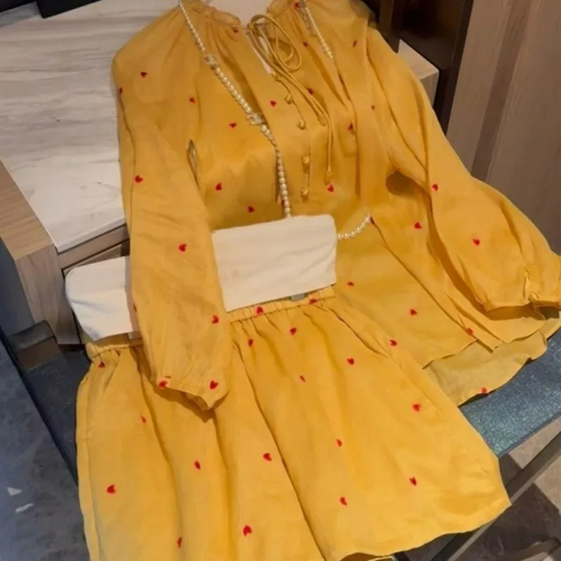 

Summer New Fashionable Versatile Two Piece Sets Womens Outifits Skinny and Beautiful Yellow Floral Shirt + Shorts Sets