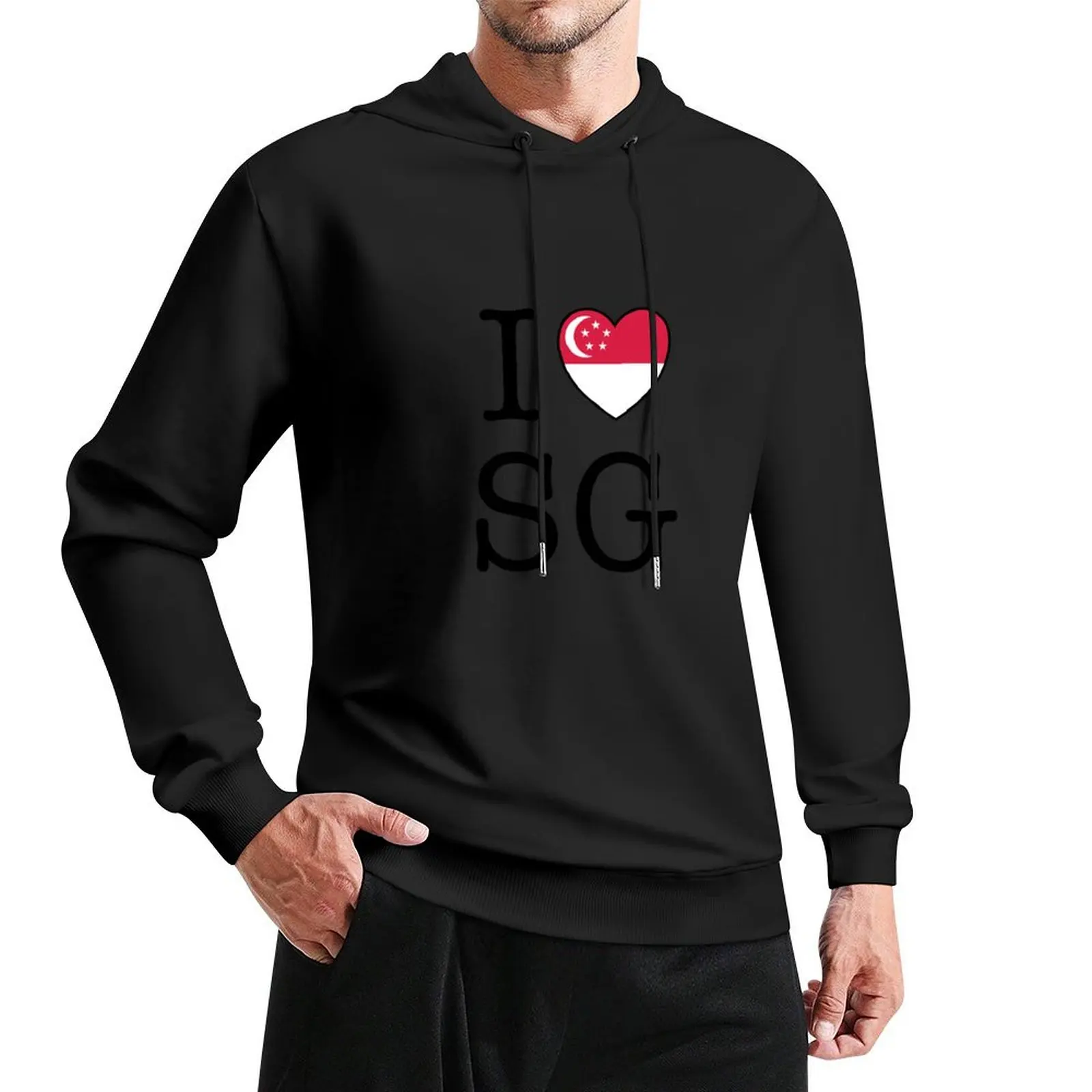 

I Love SG (Singapore) Pullover Hoodie men's winter sweater hooded shirt new features of hoodies & sweatshirts