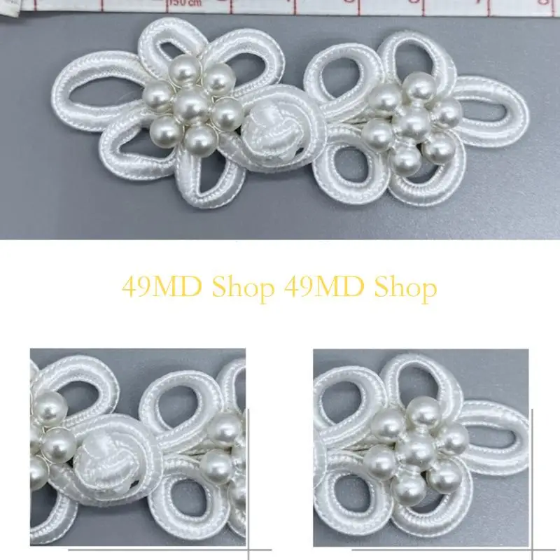 

49MD Pearl Beads Chinese Cheongsam Button Handmade Knot Fastener Closures for Sewing