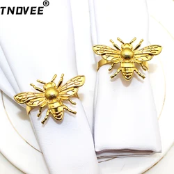 6Pcs Gold Napkin Rings Cute Bee Napkin Ring Holders for Christmas Thanksgiving Family Gatherings Wedding Decorations 2024 ERE92