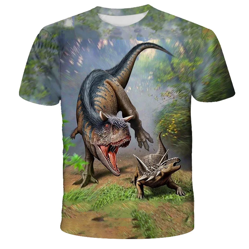 Summer 2023 Boys T Shirt Fashion Dinosaur T-shirts Jurassic World 3D Printed Breathable Children Clothing Kids Girl Clothes Top