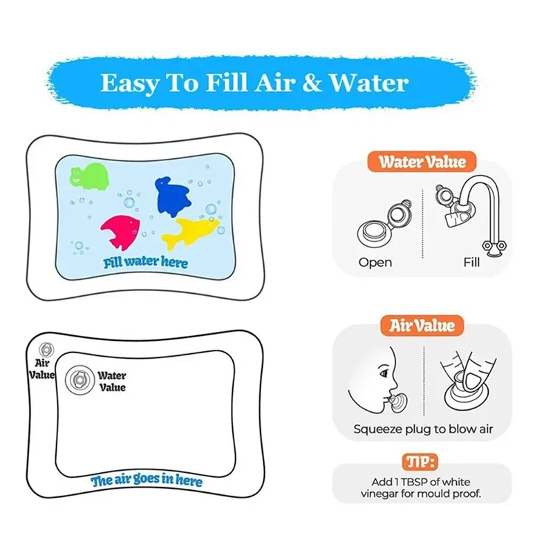 Baby Water Mat Inflatable Water Carpet Toddler Play Cushion Crawling Water Pad PVC Kids Early Education Activity Toys Gift