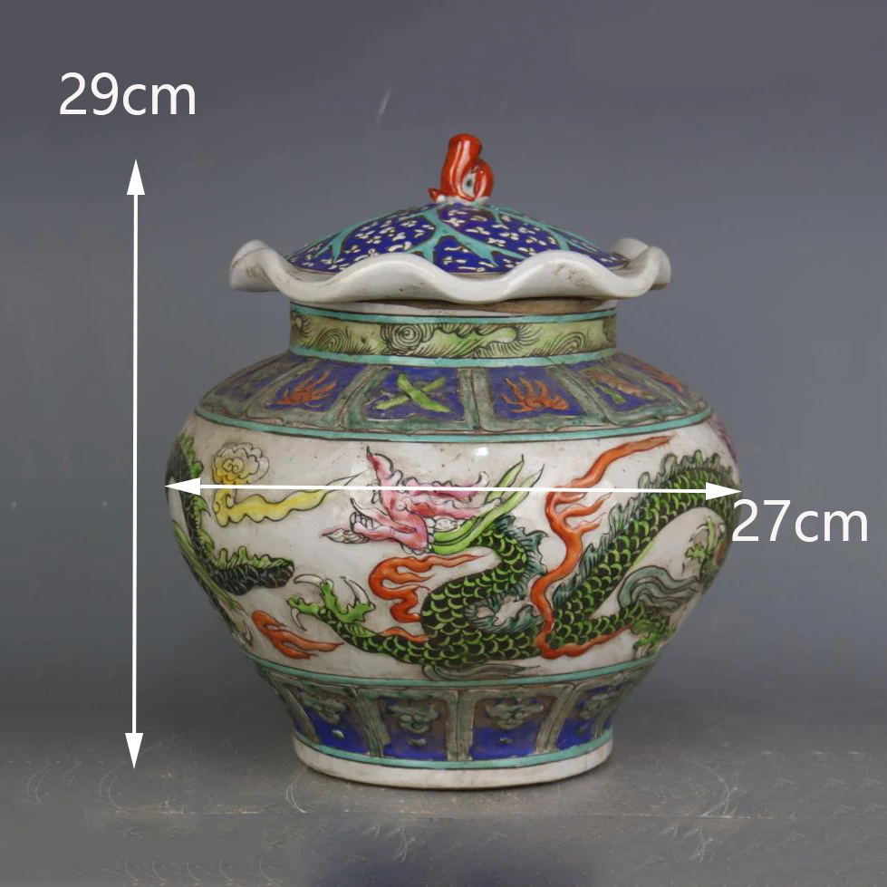 Jingdezhen Chinese Lidded Vase Dragon Vase Pottery Porcelain Ornaments Chinese Famille Rose Vase