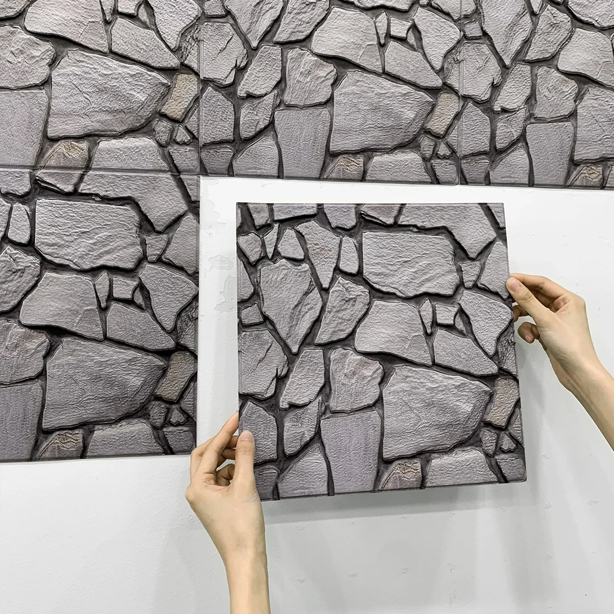 1/10 szt. 3D ze sztucznego kamienia i przyklejana na ścianę Panel samoprzylepne naklejki ścienne z płytka kuchenna 3D z motywem kafelkowa naklejka 30 cm x 30 cm