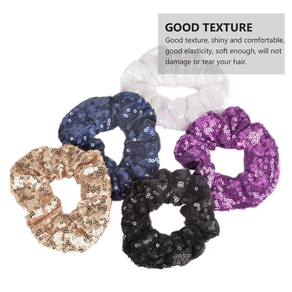 

2 PCS Christmas Sequin Hair Tie Creative Ring Headwear Gem Elastic Rope Fabric Cloth Band Girl Child Headband