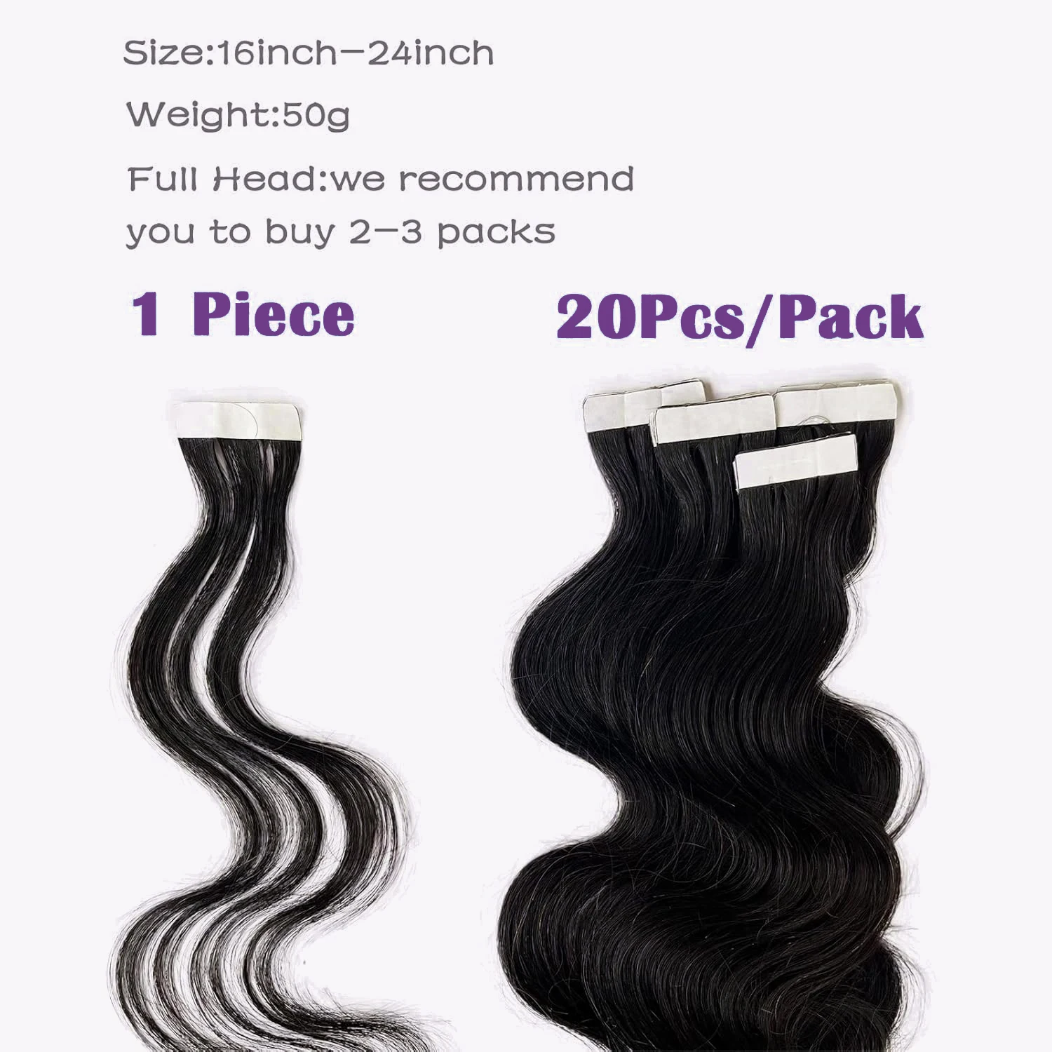 Body Wave Tape In Hair Extensions Menselijk Haar Golvende Tape In Extensie 20/40 Stuks Per Verpakking Natuurlijke Zwarte Onzichtbare Tape Ins Extensie