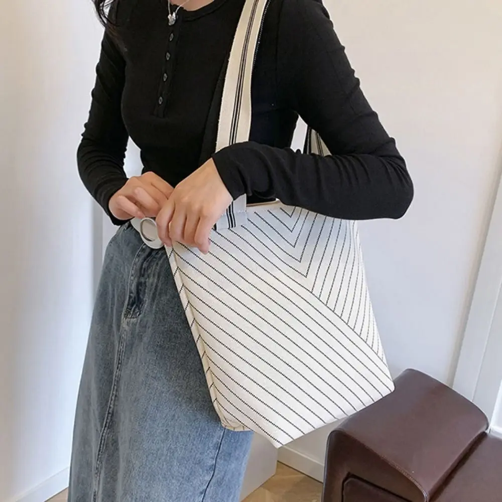 Shopping Bag Geometric Shoulder Bag Large Capacity Underarm Bag Color Blocking Bucket Bag Storage Bag Mommy Bag