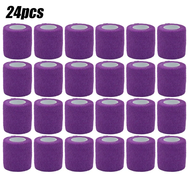 1/6/10/12/15/24Pcs Purple Sport Self Adhesive Elastic Bandage Wrap Tape Elastoplast For Knee Support Pads Finger Ankle Palm