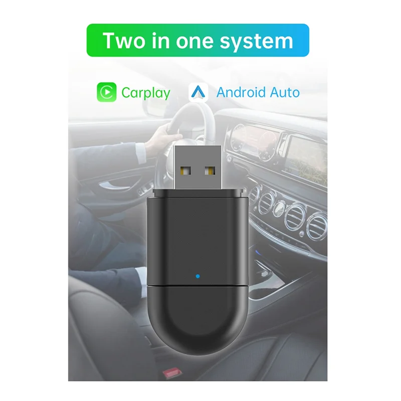 2-In-1 Wireless Carplay Android Auto Adapter Smart AI Box Dongle Support USB&Type-C Wired To Wireless Adapter-N34R