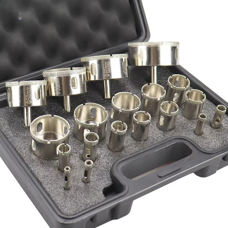 6-68mm 19pcs Diamond Coated Drill Bits Set Hole Saw Kit 6mm-30mm Tile Marble Glass Ceramic Drilling Bits