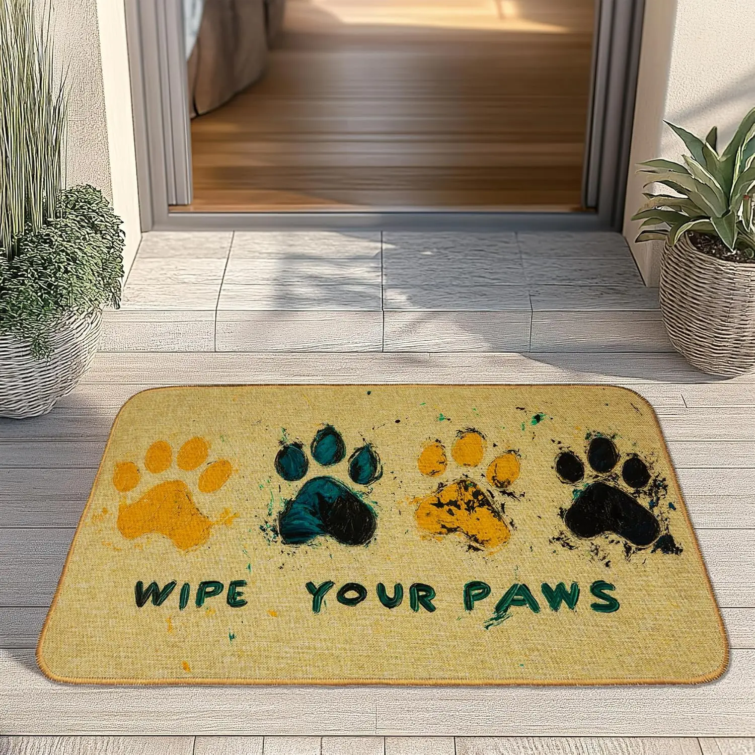 Animal Welcome Door Mat, Home Entrance Low Profile Welcome Doormat, Indoor Decor for Front Door , Summer Garden Patio Decor