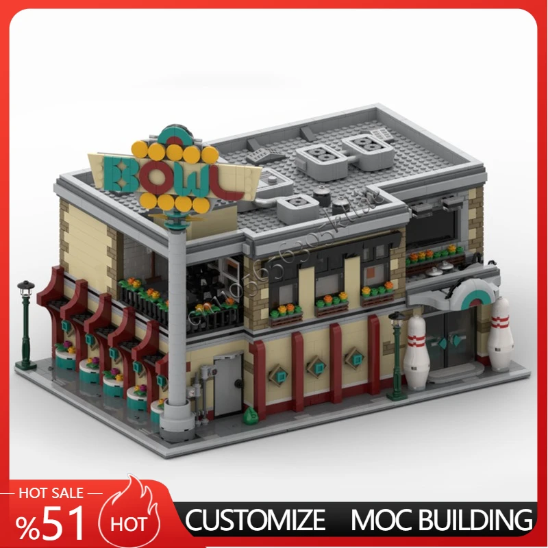 

3474 шт. MOC City Street Views, модульный боулинг, строительные блоки, образовательная сборка, детская игрушка-сюрприз, рождественские подарки