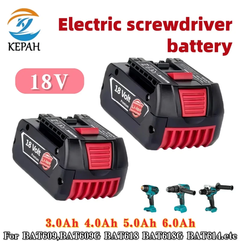 Rechargeable Lithium Ion Battery 3.0/4.0/5.0/6.0Ah 18V for BAT609, Portable Replacement for 18V 6.0A Backup Power