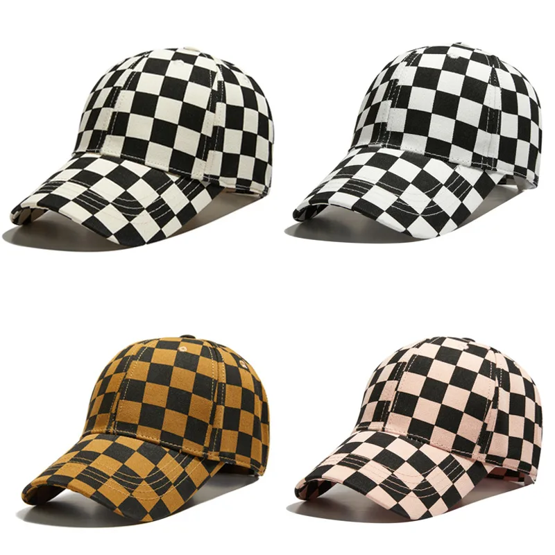 New men and women universal spring and autumn baseball cap checkerboard plaid baseball cap street leisure duck tongue cap