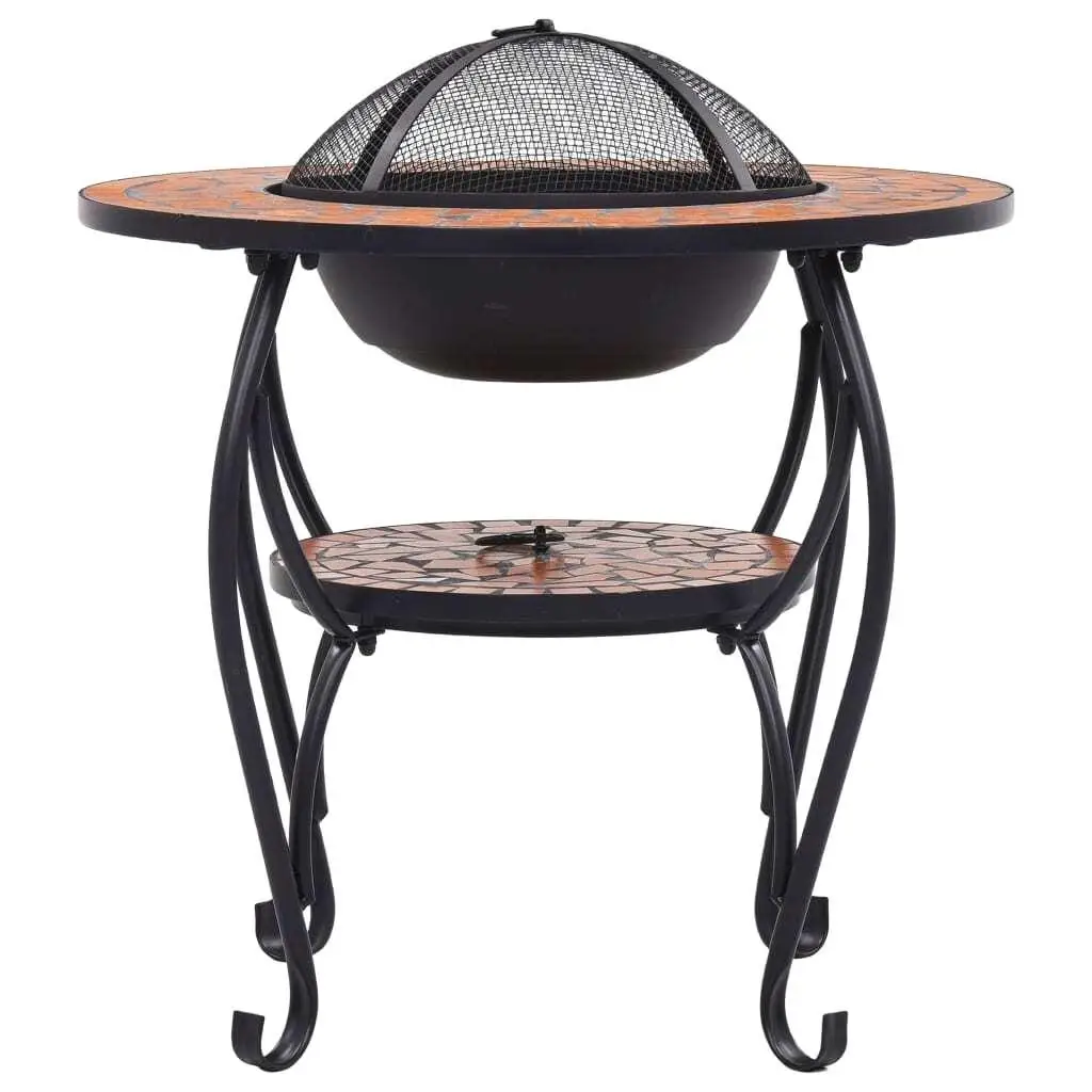 Terracotta Mosaic Fire Pit Table - 26.8 Ceramic Outdoor Heater for Patio & Garden