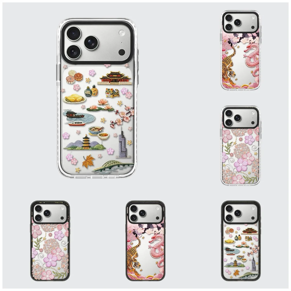 

Embroidered Flower Printed Pattern Acrylic Magnetic Phone Case Cover for IPhone 12 13 14 15 16 17 Pro Max Case for IPhone 17 Air