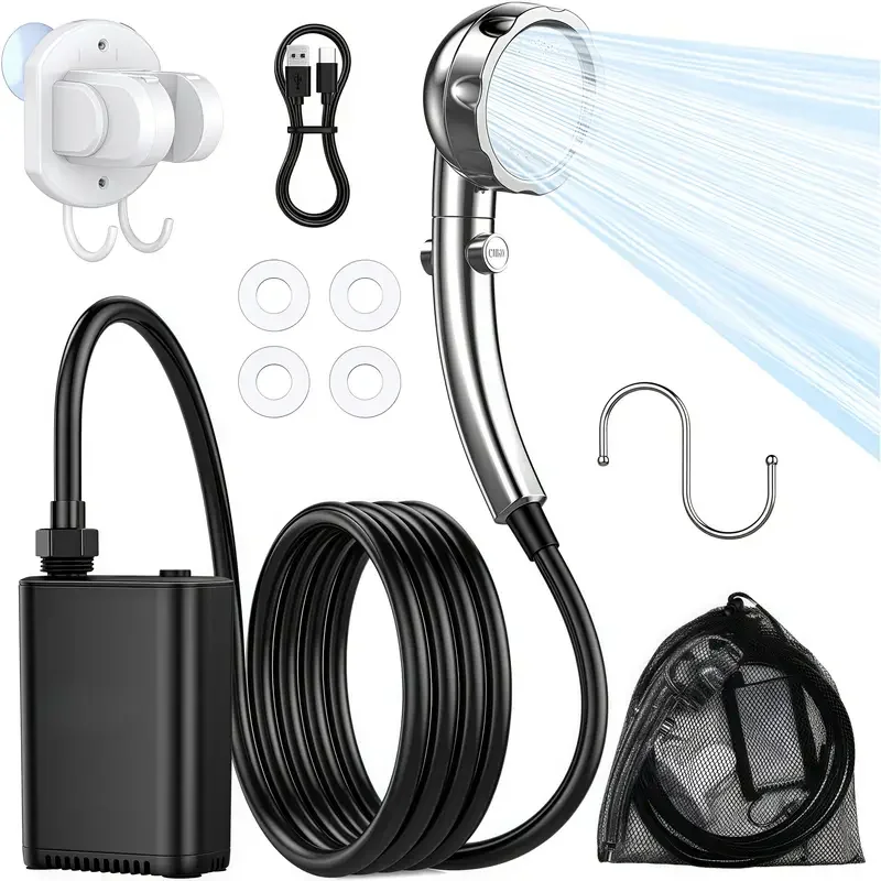 

Outdoor Electric Shower Portable Shower Pump USB Rechargeable Waterproof Sprinkler Shower Head for Camping Travel Pet Watering