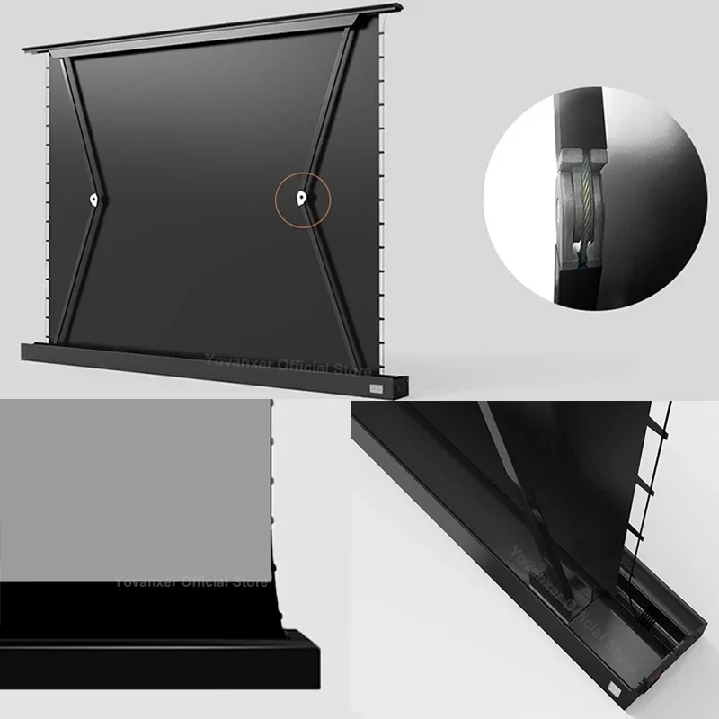 84 Inch ALR Motorized Floor Rising Projector Screen Anti-light Electric Retractable Screen for UST Projector 4K 3D