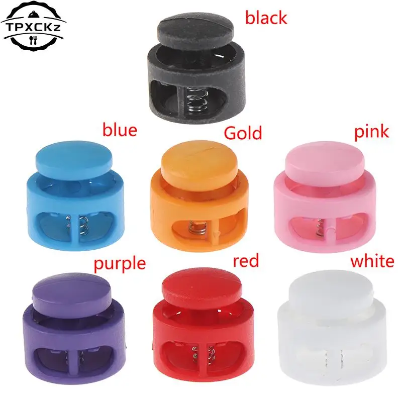 12pcs Double Hole Spring Cord Lock Round Ball Shaped Toggle Stoppers Stop Sliding Cord Fasteners Locks Buttons Ends Replacement