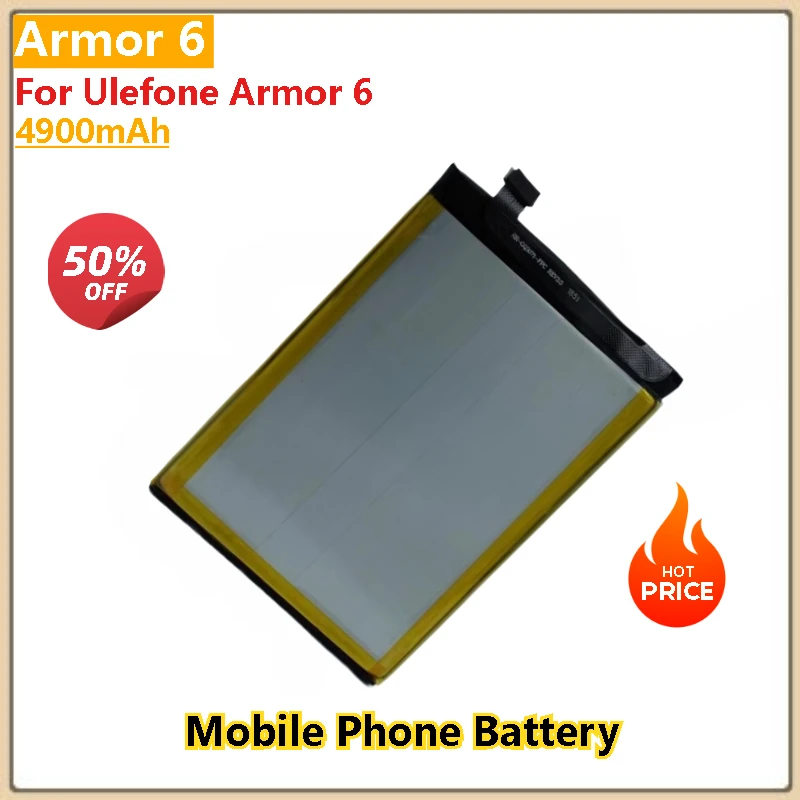 

100% новый аккумулятор емкостью 4900 мАч для телефона Ulefone Armor 6, высокое качество